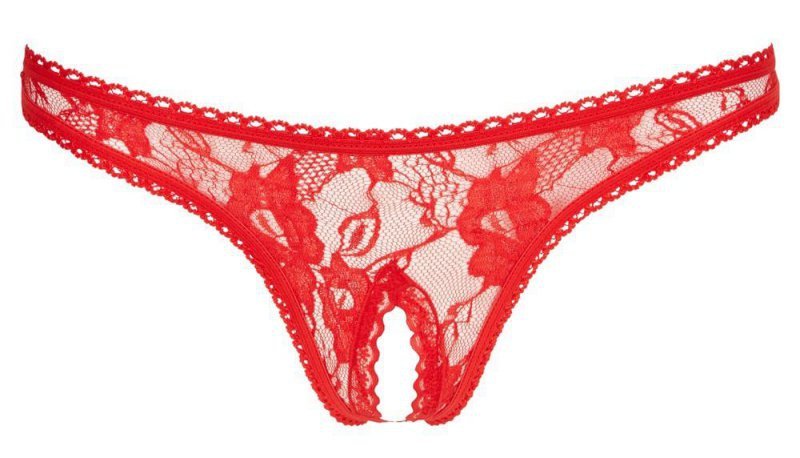 Czerwone sexy stringi z dziurką Cottelli L