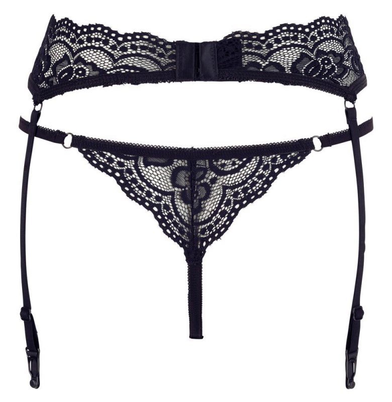 Czarny sex pas do pończoch + stringi Cottelli S