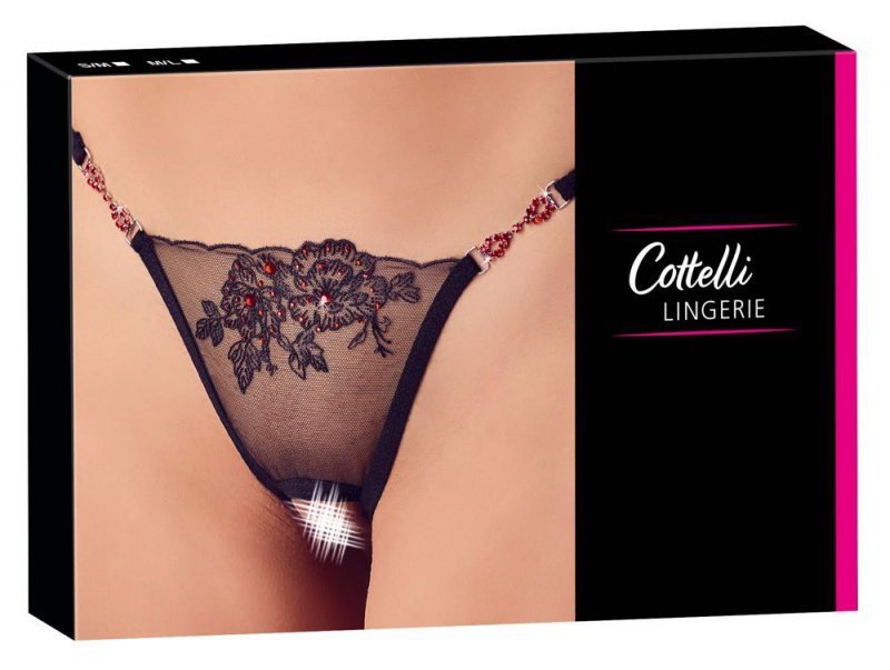 Erotyczne stringi czarne  z dziurką Cottelli M/L