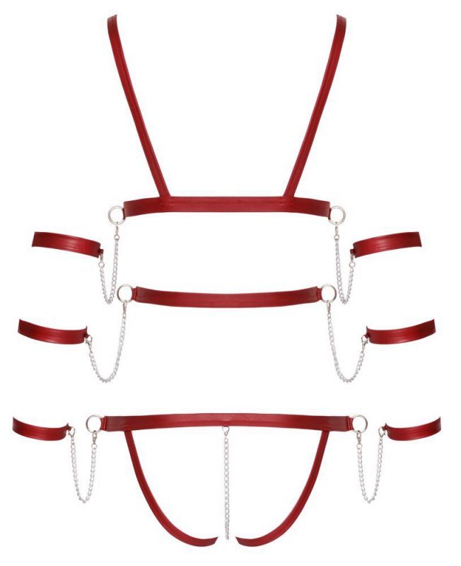 Seksowna bielizna bondage Bad Kitty Strap Body red S