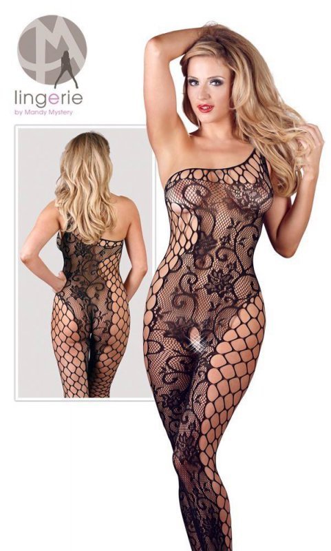 Seksowny bodystocking kombinezon erotyczny na jedno ramię S-L