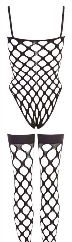 Seksowne siateczkowe body + pończochy bodystocking S-L