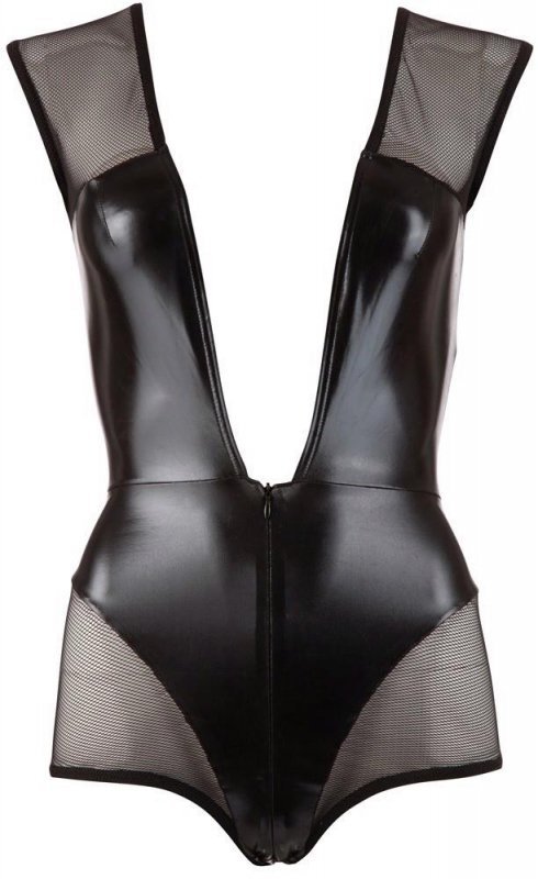 Błyszczące seksowne body dekolt Cottelli XL