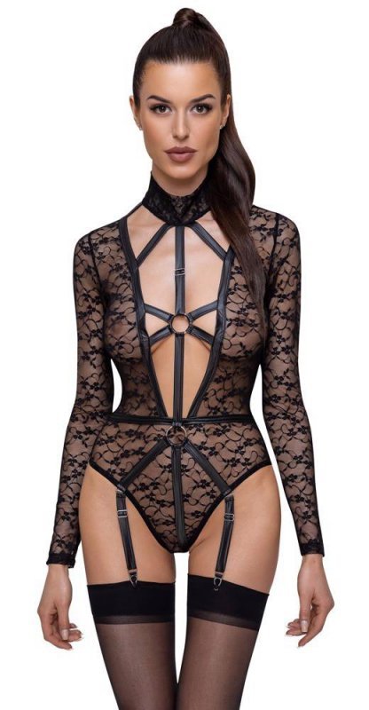 Kuszące sex body z uprzężą i obrożą Cottelli S