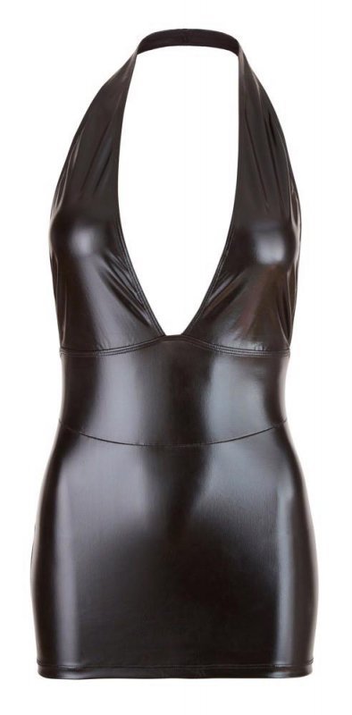 Sexy mini sukienka wet look z głębokim dekoltem Cottelli  XL