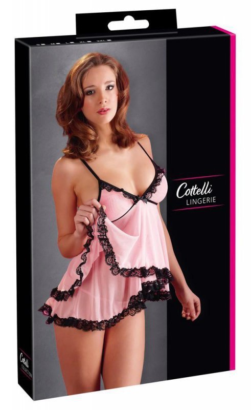 Różowa seksowna koszulka babydoll Cottelli 2XL