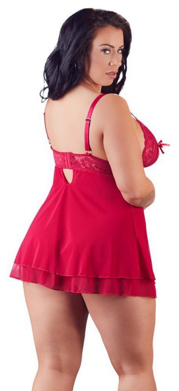 Czerwona sexy koszulka babydoll plus size Cottelli 4XL