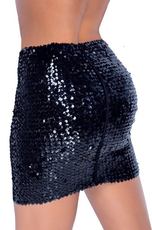Spódniczka mini cekinowa czarna  Cottelli XL