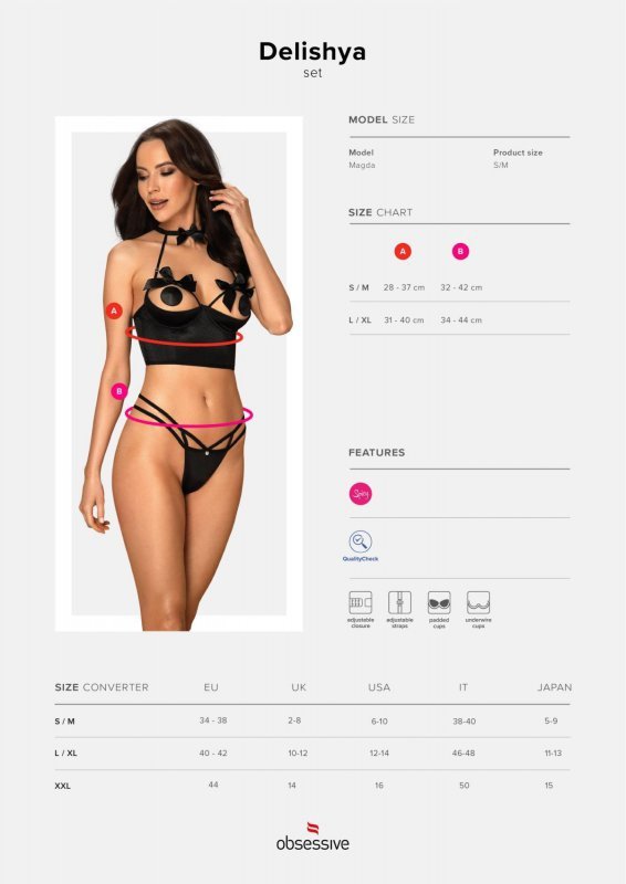 Obsessive Delishya komplet 2-częściowy czarny L/XL
