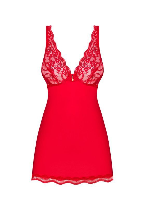 Obsessive koszulka nocna Luvae babydoll i stringi czerwona L/XL
