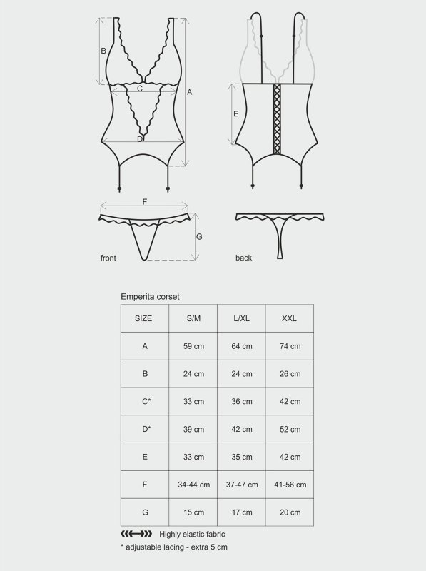 Obsessive Emperita gorset i stringi L/XL