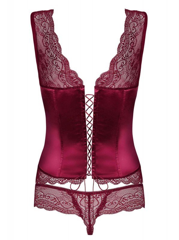Obsessive  Miamor gorset i stringi bordowy  S/M