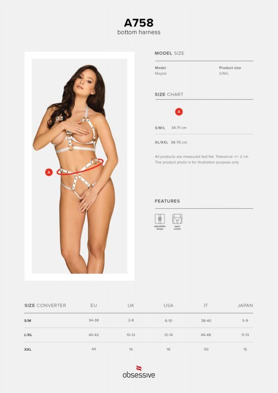 Obsessive A758 uprząż biała XL/XXL