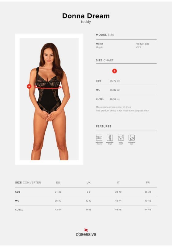 Obsessive Donna Dream seksowne body otwarte M/L