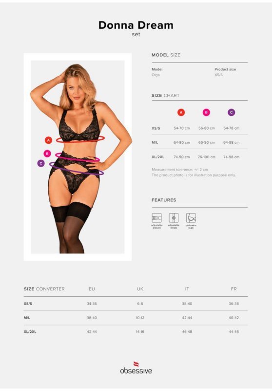 Seksowna bielizna erotyczna Donna Dream komplet 3-części XS/S