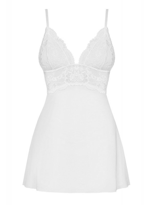 Obsessive koszulka nocna 810-BAB-2 babydoll i stringi biała  S/M