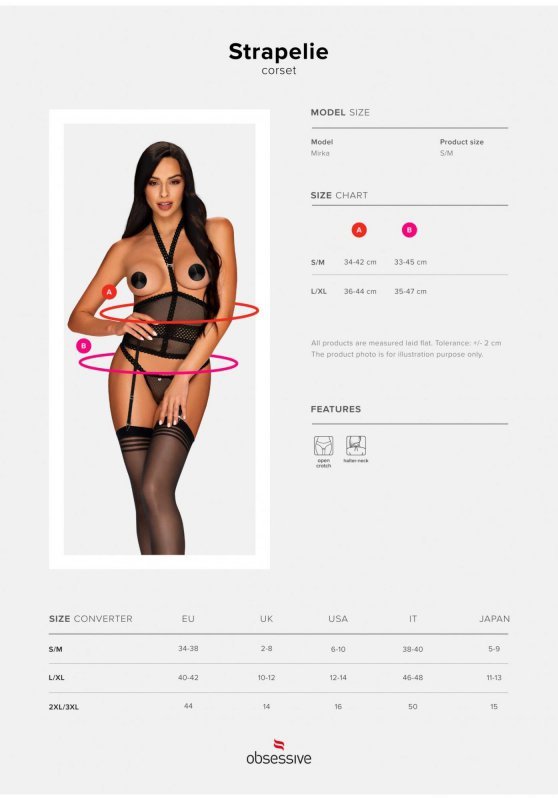 Obsessive Strapelie gorset i stringi L/XL