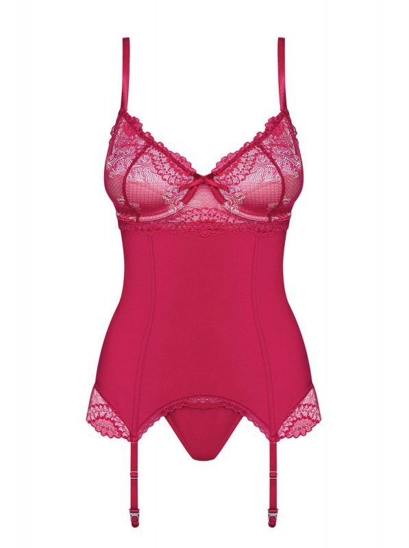 Obsessive Rosalyne gorset i stringi czerwony  S/M
