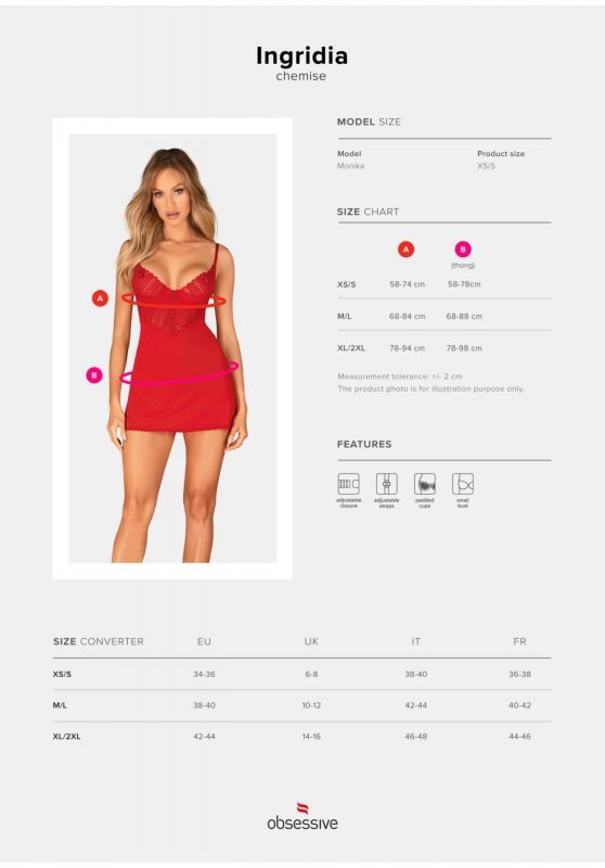 Ingridia kusząca czerwona koszulka i stringi XL/2XL