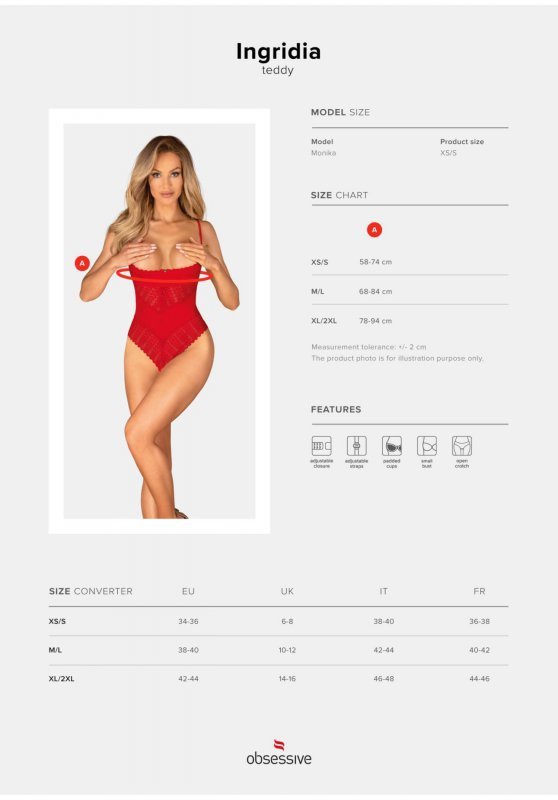 Ingridia czerwone body otwarte z dziurką M/L
