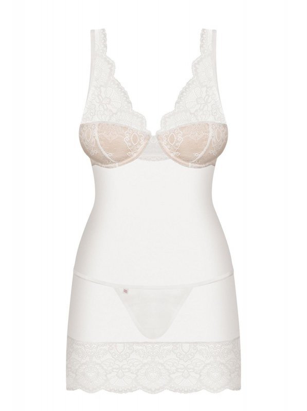 Obsessive 853-CHE-2 koszulka i stringi biała L/XL