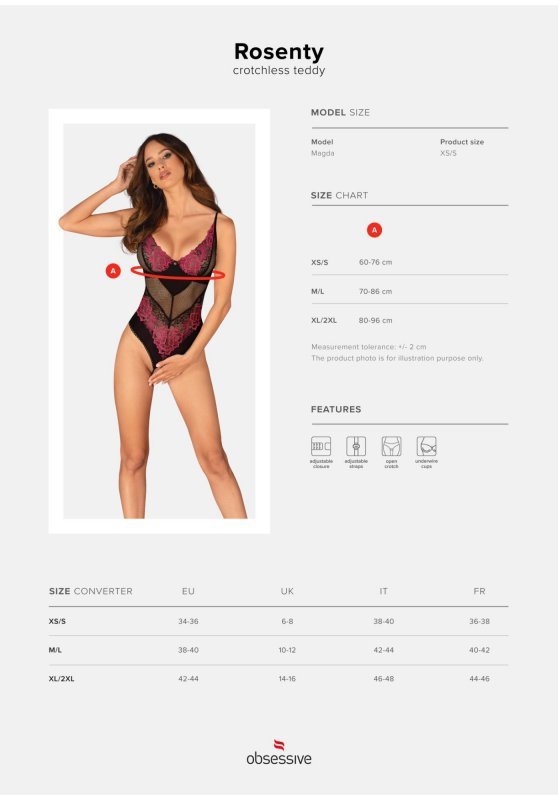 Rosenty bielizna erotyczna body otwarte XL/2XL