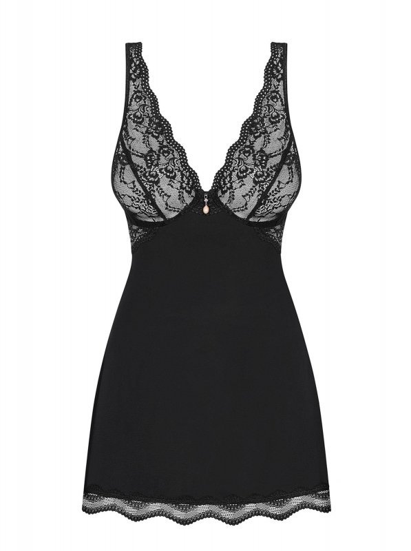 Obsessive koszulka nocna Luvae babydoll i stringi czarny L/XL