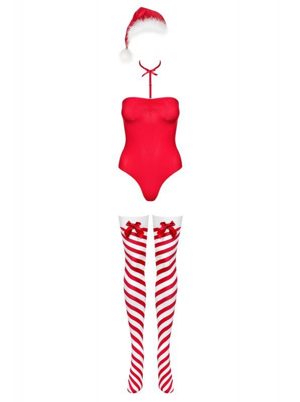 Strój mikołajki Obsessive Kissmas body czerwone S/M