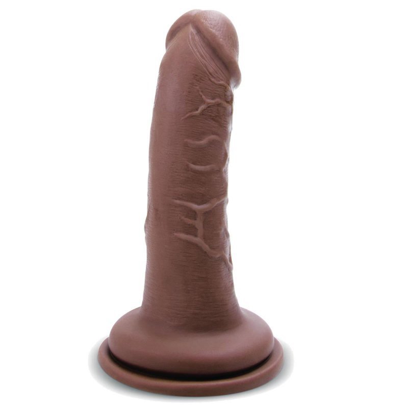 Karmelowy penis dildo na przyssawce bez jąder 15 cm