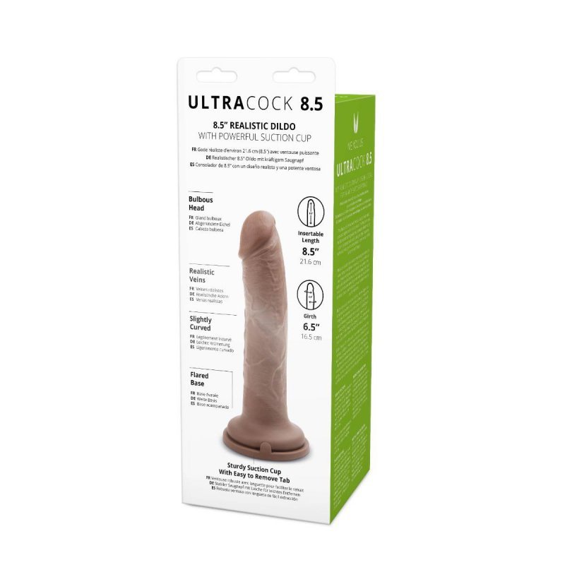 Karmelowy penis dildo na przyssawce bez jąder  21,5 cm