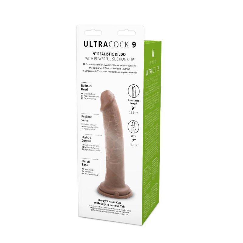 Karmelowy penis dildo na przyssawce bez jąder  23 cm