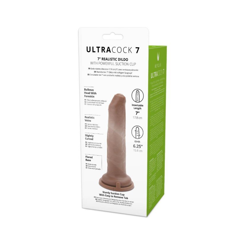 Nieobrzezany penis dildo z napletkiem 17,8 cm