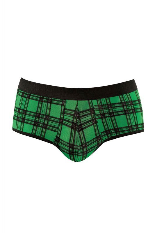 Sexy bokserki męskie jockstrapy zielona krata Magic jock bikini S
