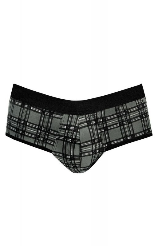 Męskie jockstrapy odkryte pośladki bokserki szara krata Balance jock strap L