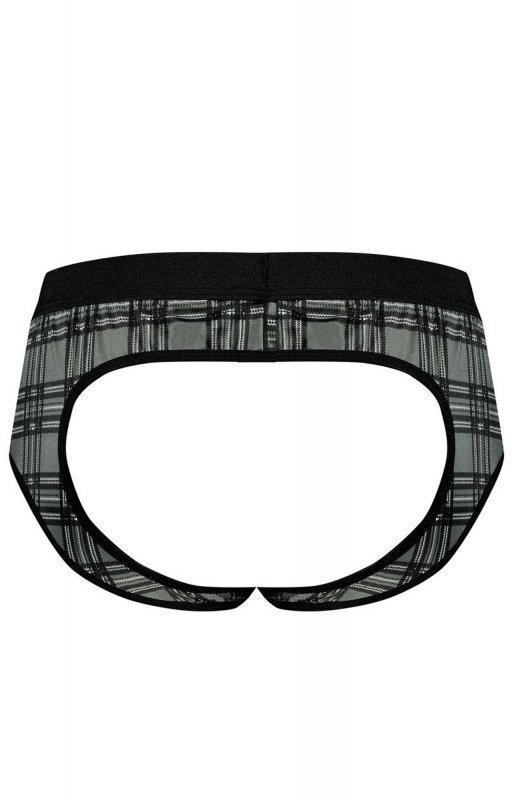Męskie jockstrapy odkryte pośladki bokserki szara krata Balance jock strap XL