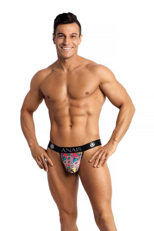 Męskie jockstrapy majtki odkryte pośladki Comics jock strap XXL