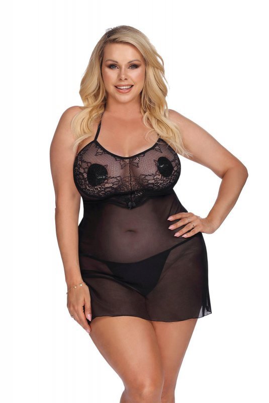 Liva black chemise XXL+ (czarna halka)