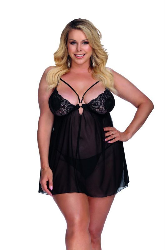 Skylee black chemise XL+ (XXL/XXXL) czarna halka