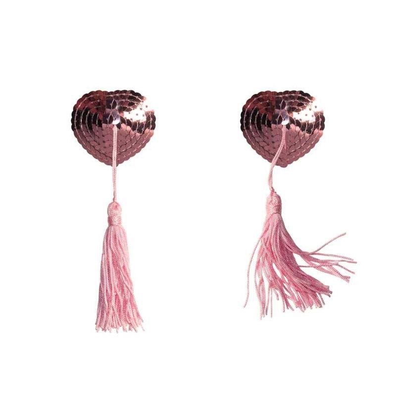 Nasutniki Burlesque gipsy pink serca z frędzlami na piersi
