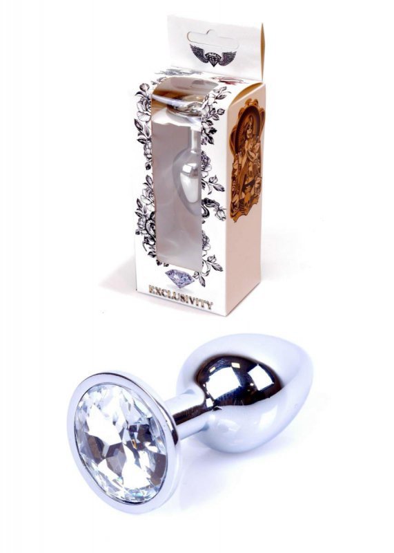 Korek analny z diamentem Jewellery Silver PLUG- Clear