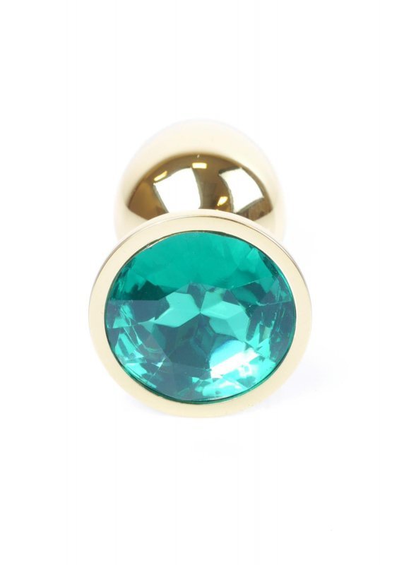 Złoty korek analny z diamentem Jewellery Gold PLUG- Green