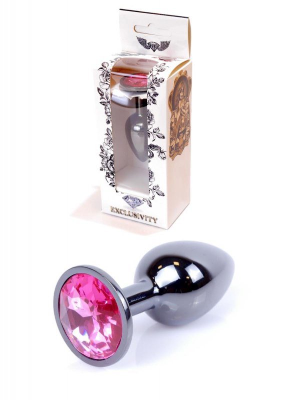 Korek analny z kryształem Jewellery Dark Silver PLUG- Pink