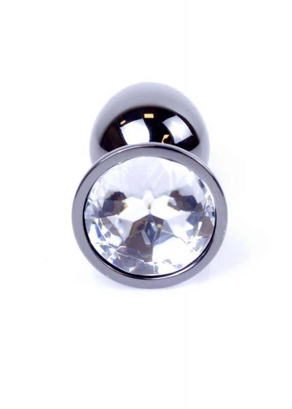 Klasyczny plug analny korek zatyczka z diamentem ciemne srebro