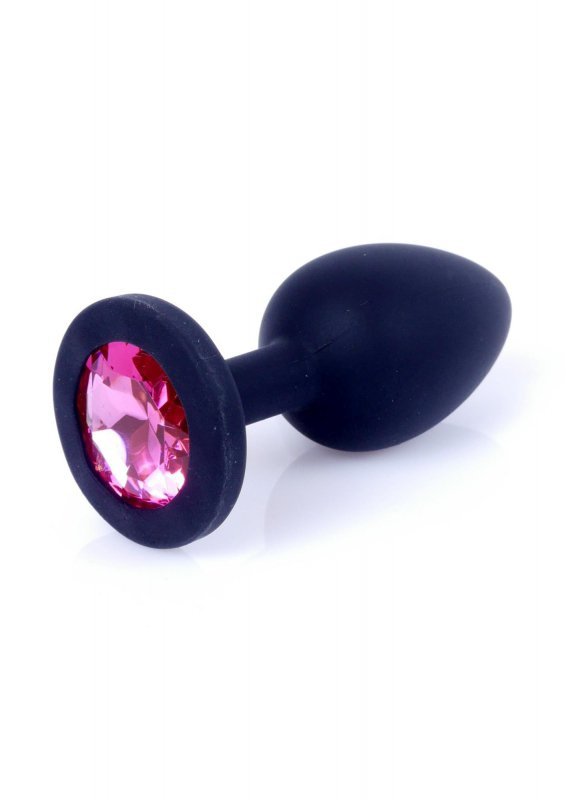 Silikonowy korek analny diament Jewellery Black Small- Pink Diamond