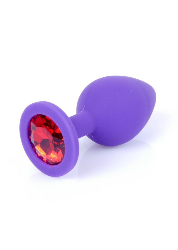 Silikonowy korek analny diament Jewellery Purple Medium- Red Diamond