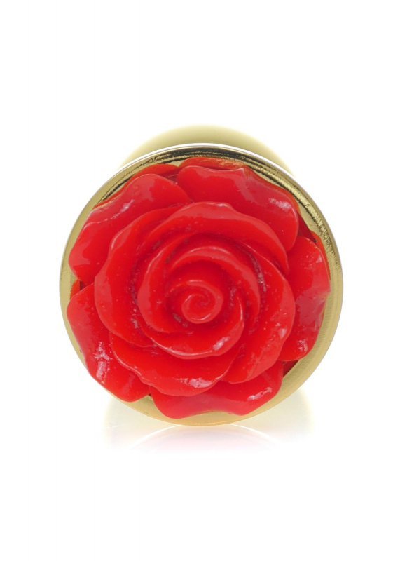 Korek analny z różą Jewellery Gold PLUG ROSE- Red