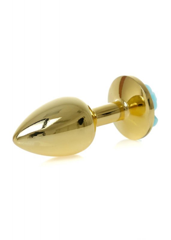 Korek analny z różą Jewellery Gold PLUG ROSE- Light Blue