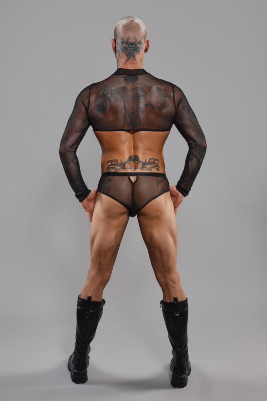 Męski krótki top chippendales z długimi rękawami - XL