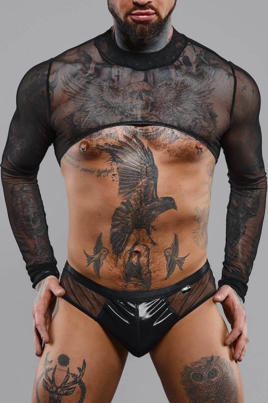 Męski krótki top chippendales z długimi rękawami - XXL