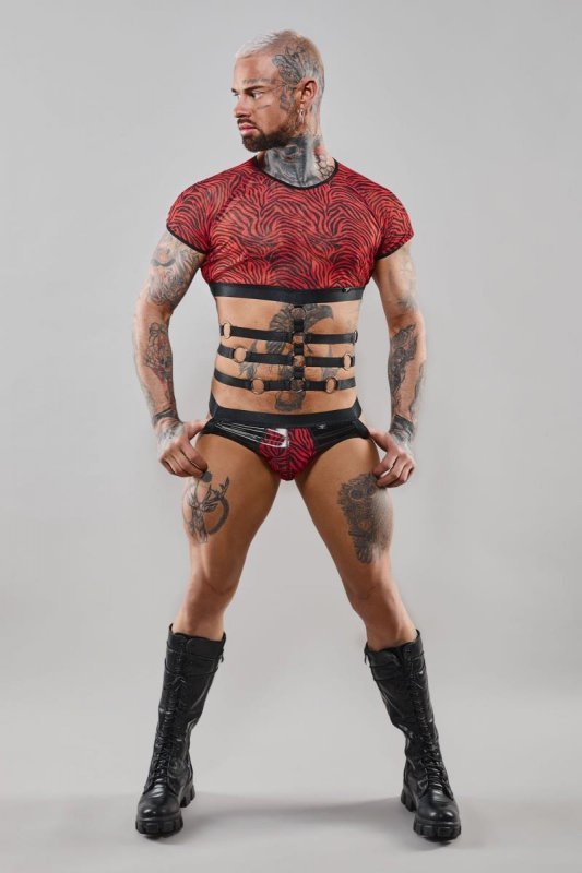 Męski krótki top chippendales z krótkimi rękawami - M